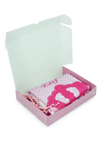 Kızımın İbadet Seti Kız Çocuk İsimli Seccade, Kuran Öğreniyorum Elifba Kitabı Seti Pembe - 4