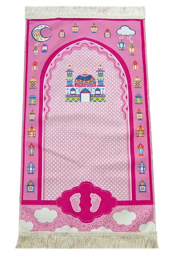 Kızımın İbadet Seti Namaz ve Kuran Öğreniyorum Çocuk Seccade Seti Pembe - 8