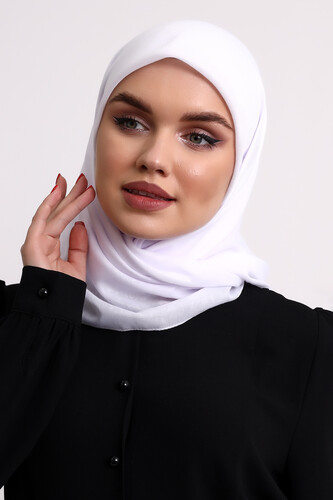Kofra Desenli Baş Örtü - Beyaz 