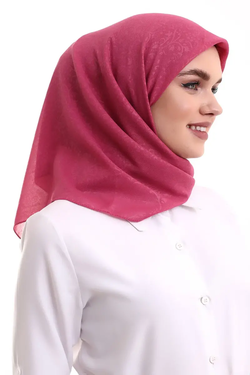 Kofra Desenli Baş Örtü - Gül Kurusu - 4