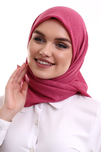 Kofra Desenli Baş Örtü - Gül Kurusu 