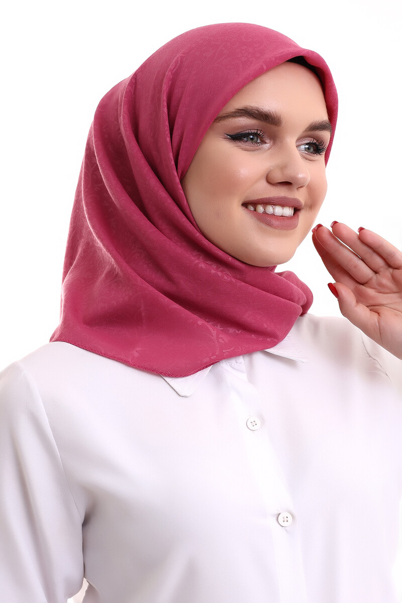 Kofra Desenli Baş Örtü - Gül Kurusu - 3