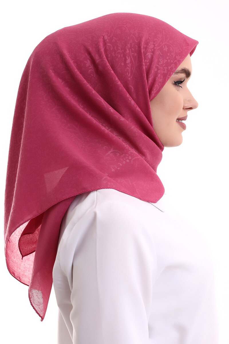 Kofra Desenli Baş Örtü - Gül Kurusu - 5