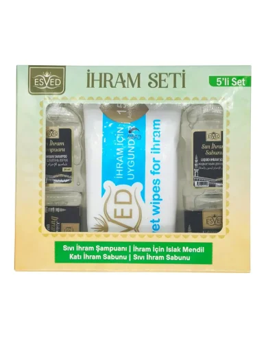 Kokusuz İhram Seti 5li , İhram Sıvı Sabunu, İhram Şampuan, İhram Katı Sabun, İhram Islak Mendil - 1