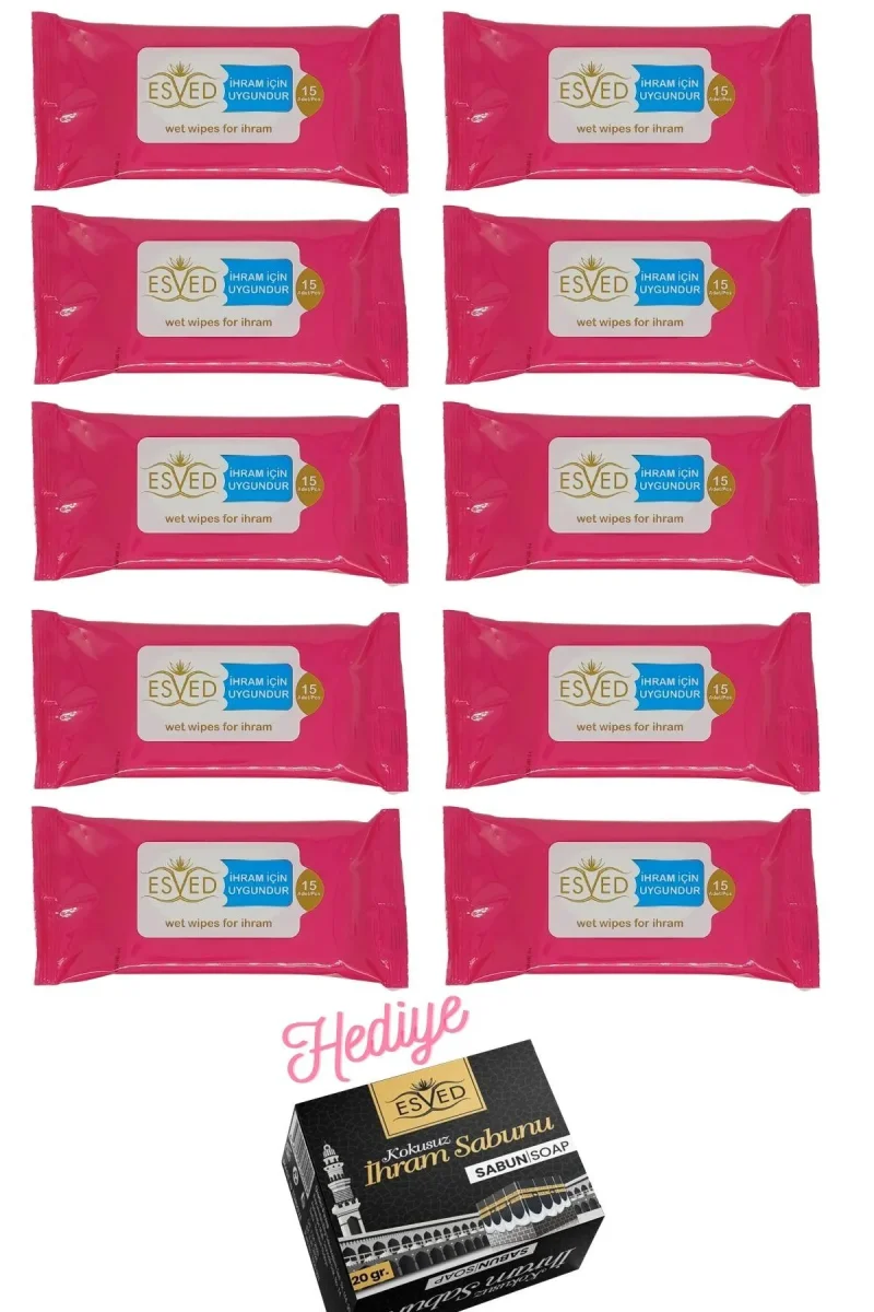 Kokusuz Islak Mendil 10 Adet İhram Sabunu Hediyeli - 1