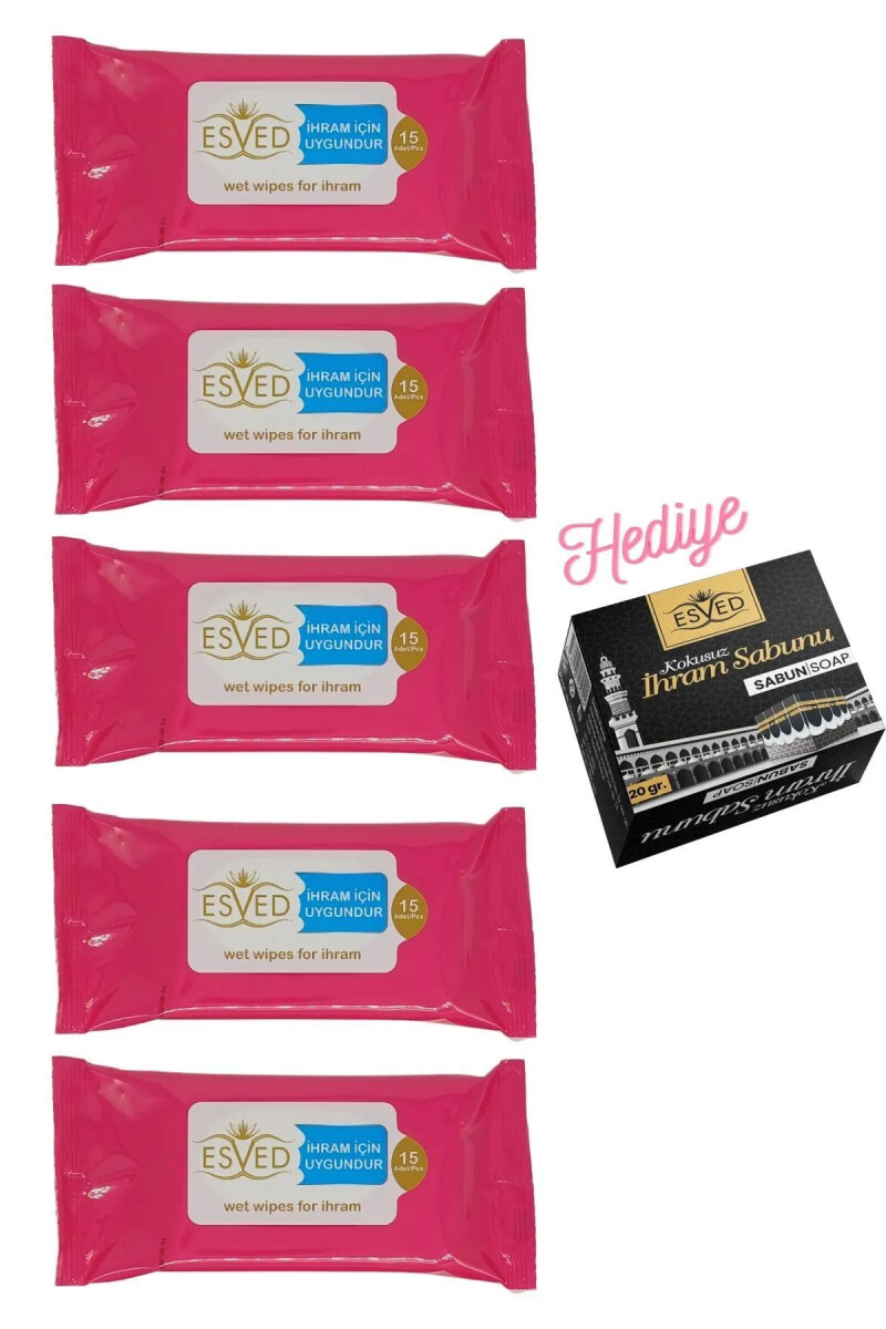 Kokusuz Islak Mendil 5 Adet İhram Sabunu Hediyeli - Bayramdan