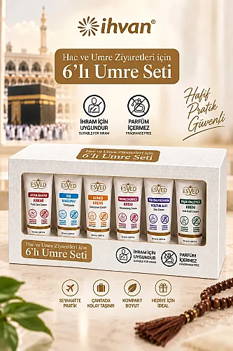 6 lı Umre Seti Kokusuz ve Alkolsüz Hac ve Umre İhram Bakım Seti 50ml - 1