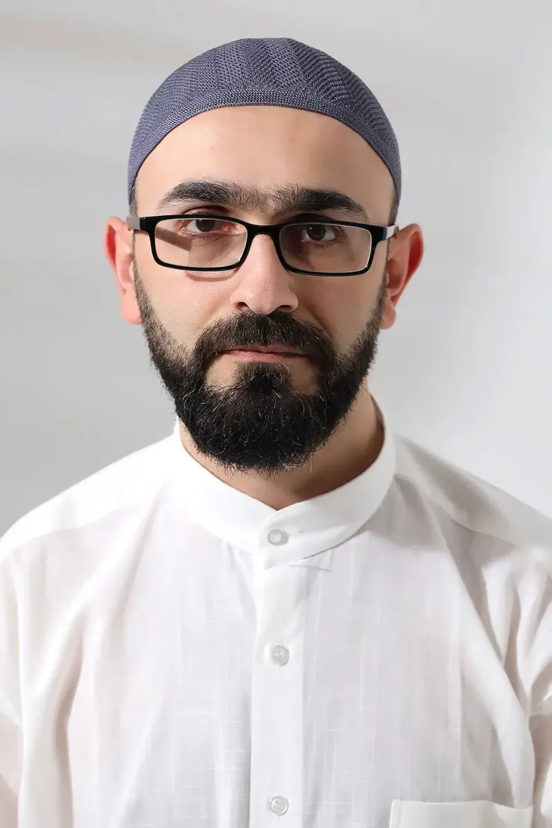 Koyu Gri Safir Dantel Detaylı Örme Namaz Takkesi - 6