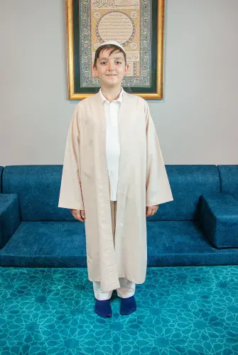 Krem Buhara Yaka Namaz Elbisesi Erkek Çocuk Cübbe - 2