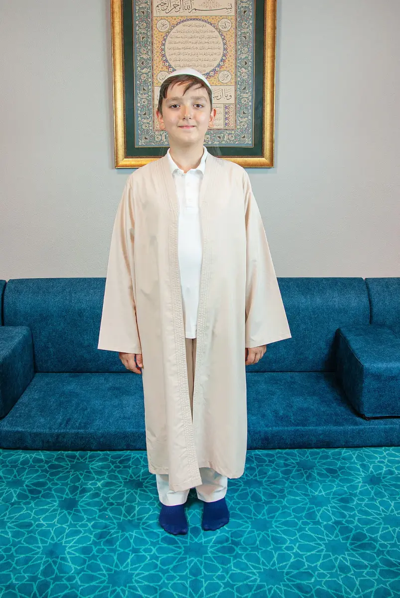 Krem Buhara Yaka Namaz Elbisesi Erkek Çocuk Cübbe - 2
