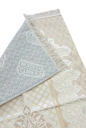 Krem Renk Mihraplı Astarlı Parlak Seccade - İhvan (1)