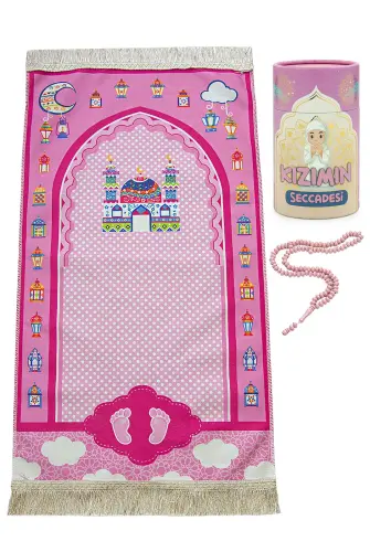 Kumbaralı Kızımın Çocuk Seccadesi - Cami Resimli - Tesbih Hediyeli 