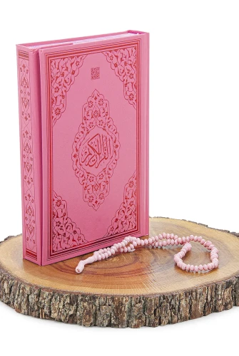 Kuran Kursları İçin Çantalı Kız Çocuk Namaz Elbisesi, Kuranı Kerim, Tesbih İbadet Seti Pembe - 3