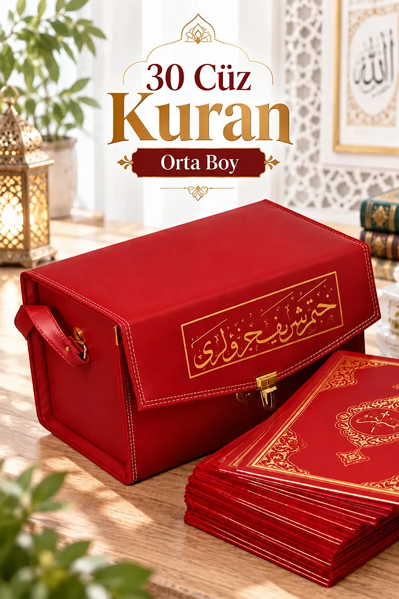 Kuranı Kerim - 30 Cüz Kuran - Orta Boy - Bilgisayar Hatlı - Kırmızı - Hayrat Neşriyat - 1