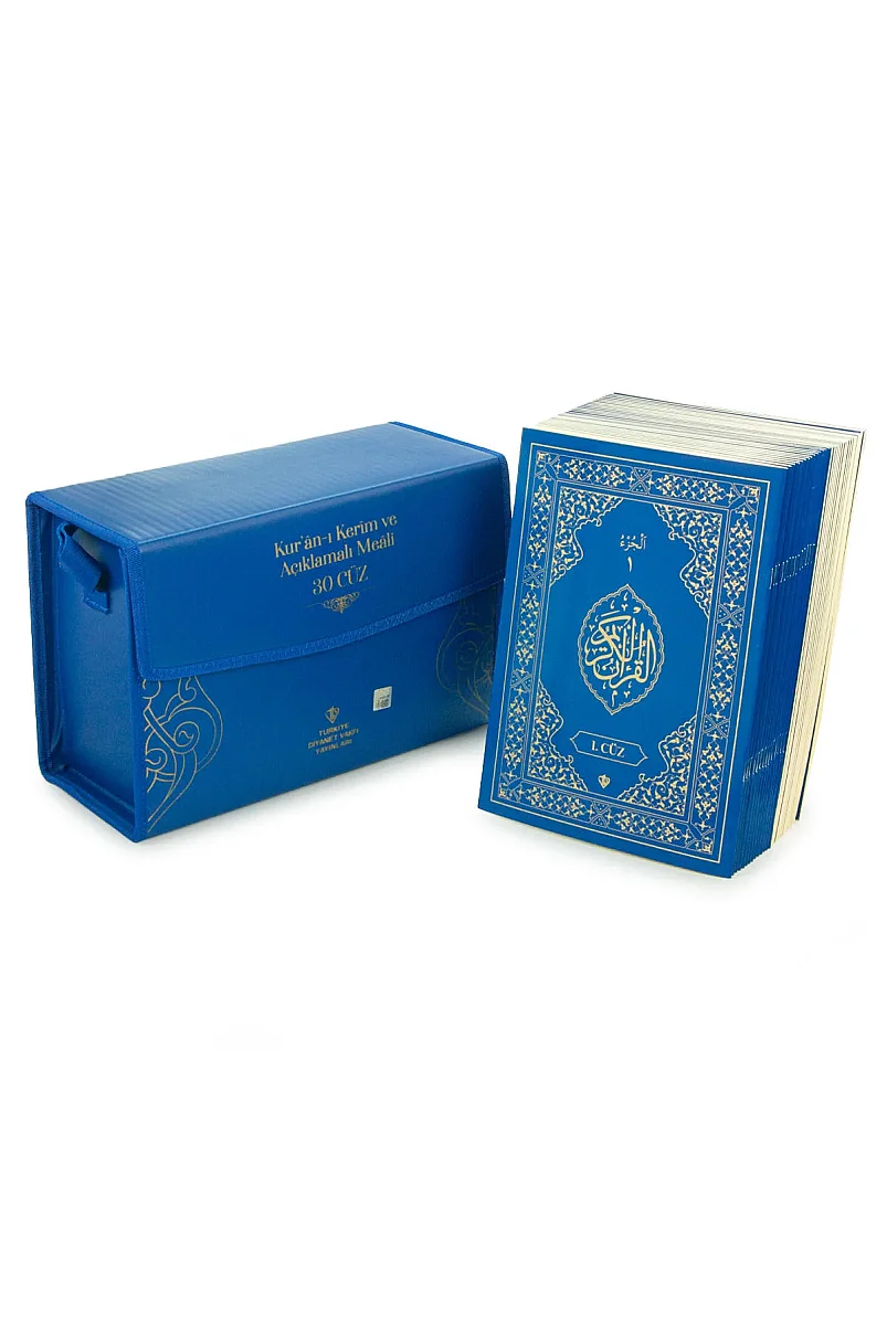 Kuranı Kerim ve Açıklamalı Meali 30 Cüz Set – Diyanet Yayınları Kutulu - Orta Boy - Lacivert - 1