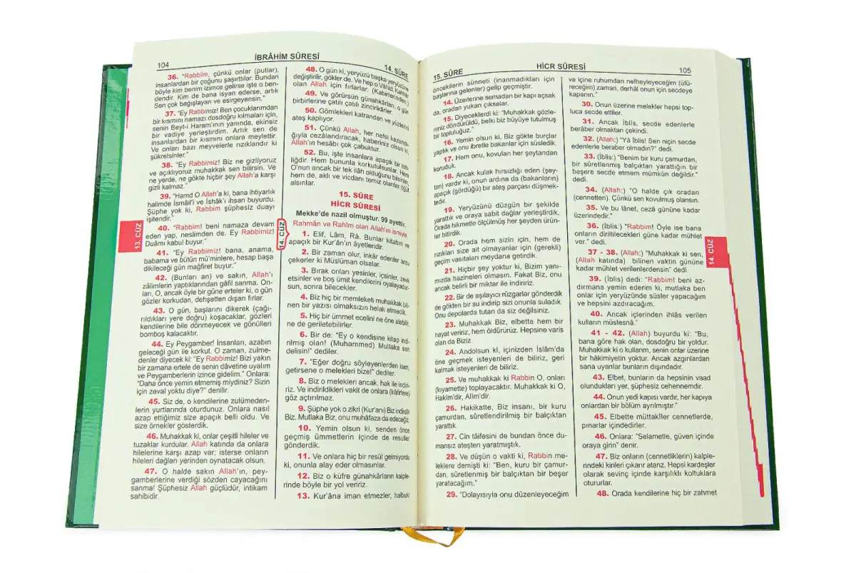 Kuranı Kerim Yüce Meali Metinsiz Türkçe Açıklamalı Orta Boy Sert Kapaklı Cilt Yeşil - 3