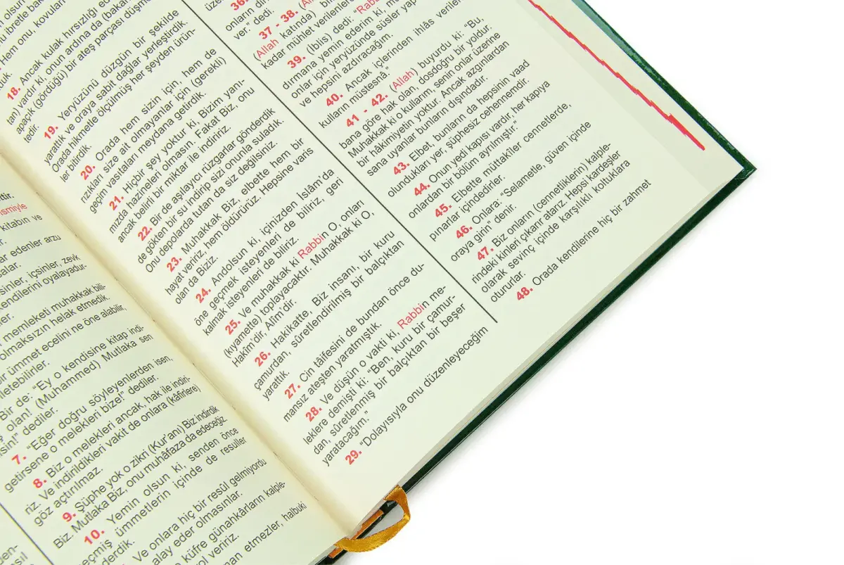 Kuranı Kerim Yüce Meali Metinsiz Türkçe Açıklamalı Orta Boy Sert Kapaklı Cilt Yeşil - 4