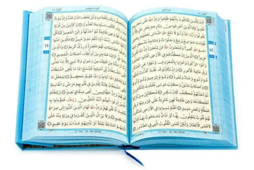 Kuran Karim - Plain Arabic - Medium Size - Blue - Merve Publishing House - Computer-Lined - 2