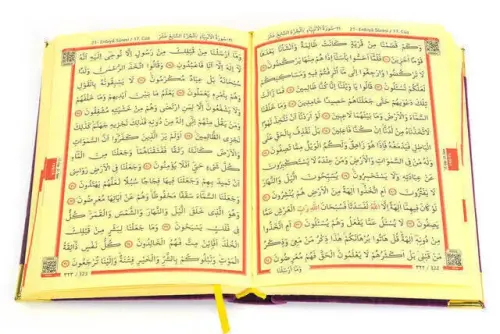Kuran Karim - Velvet Coated - Allah-Worded - Plain Arabic - Medium Size - Purple - Computer-Lined - Ayfa Yayınevi (1)