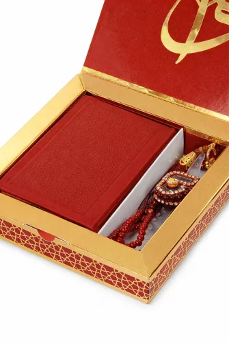 Kutulu Kur’an-ı Kerim Seti | Tesbih + Zikirmatik Hediye Seti - Kırmızı - ihvanonline (1)