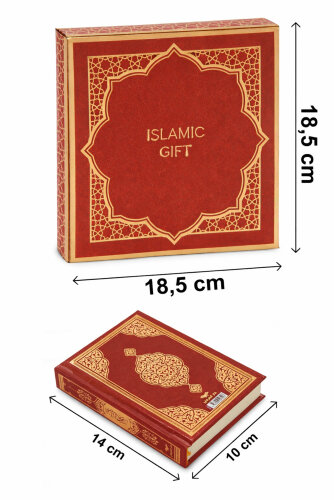 Kutulu Kuranı Kerim Seti | Tesbih + Zikirmatik Hediye Seti - Kırmızı - 4