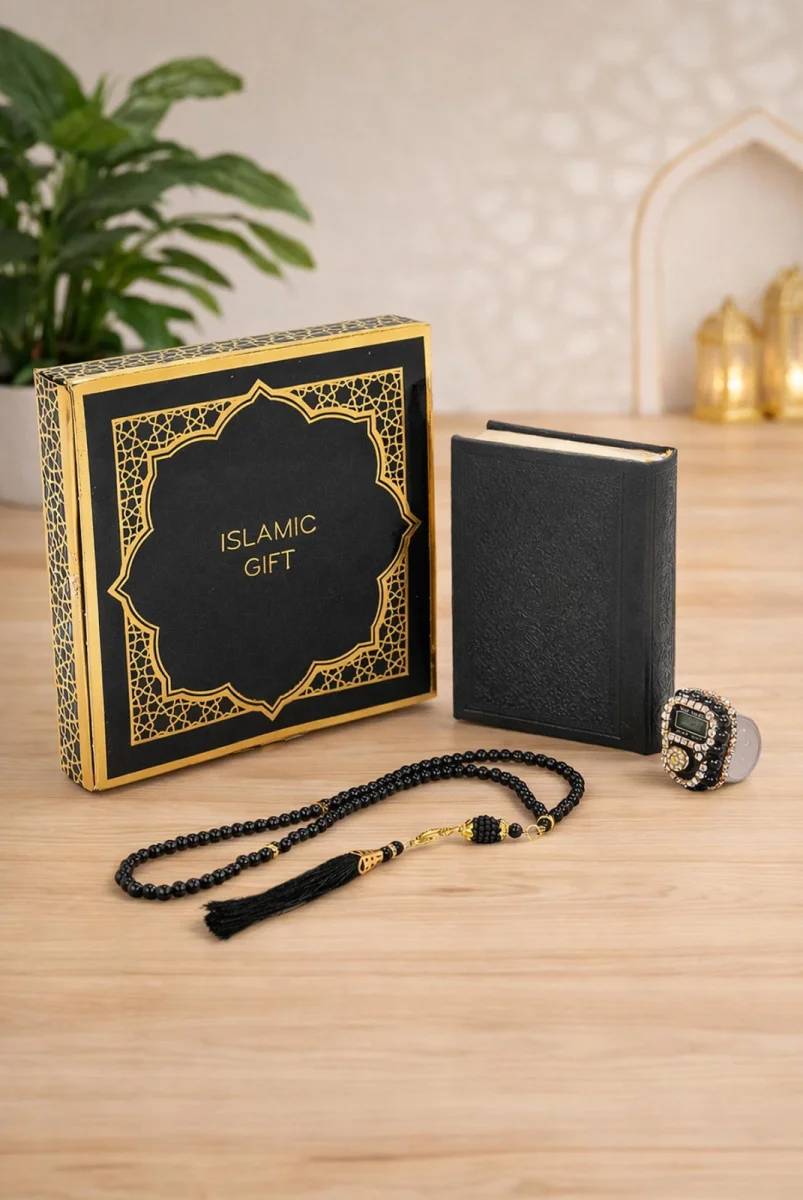 Kutulu Kuranı Kerim Seti | Tesbih + Zikirmatik Hediye Seti - Siyah - 3