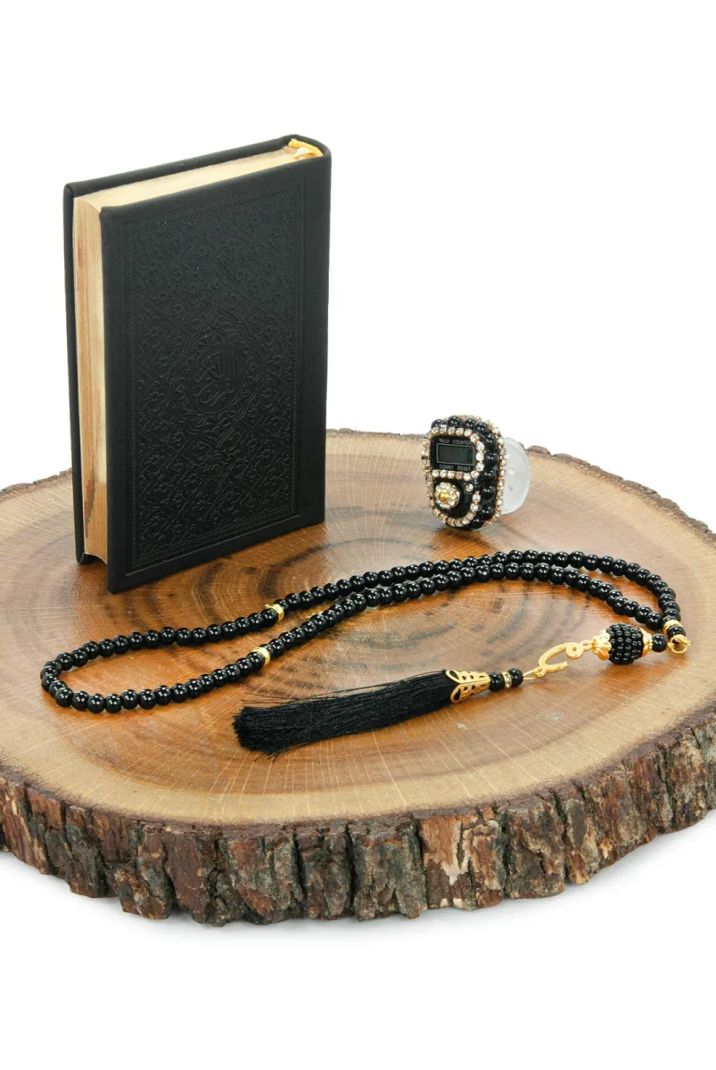 Kutulu Kuranı Kerim Seti | Tesbih + Zikirmatik Hediye Seti - Siyah - 5