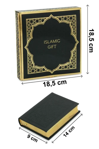Kutulu Kuranı Kerim Seti | Tesbih + Zikirmatik Hediye Seti - Siyah - 12
