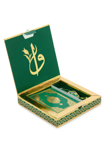 Kutulu Kuranı Kerim Seti | Tesbih + Zikirmatik Hediye Seti - Yeşil - ihvanonline