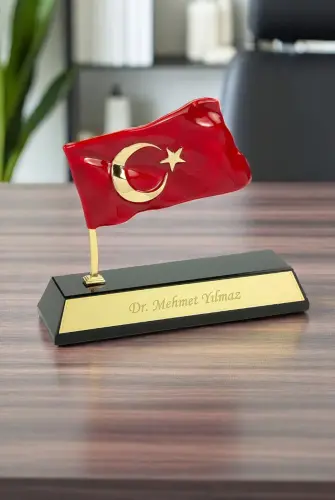 Kutulu Türk Bayraklı Metal Kişiye Özel Masaüstü İsimlik - 1