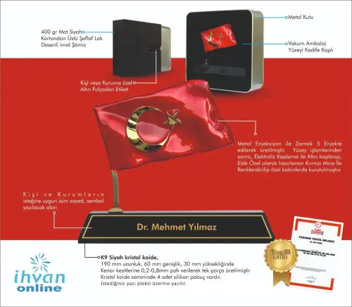 Kutulu Türk Bayraklı Metal Kişiye Özel Masaüstü İsimlik - ihvanonline (1)