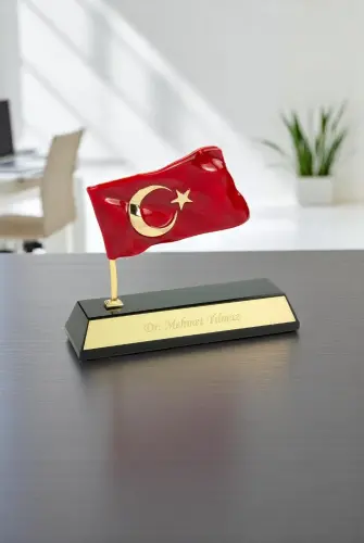 Kutulu Türk Bayraklı Metal Kişiye Özel Masaüstü İsimlik - 5