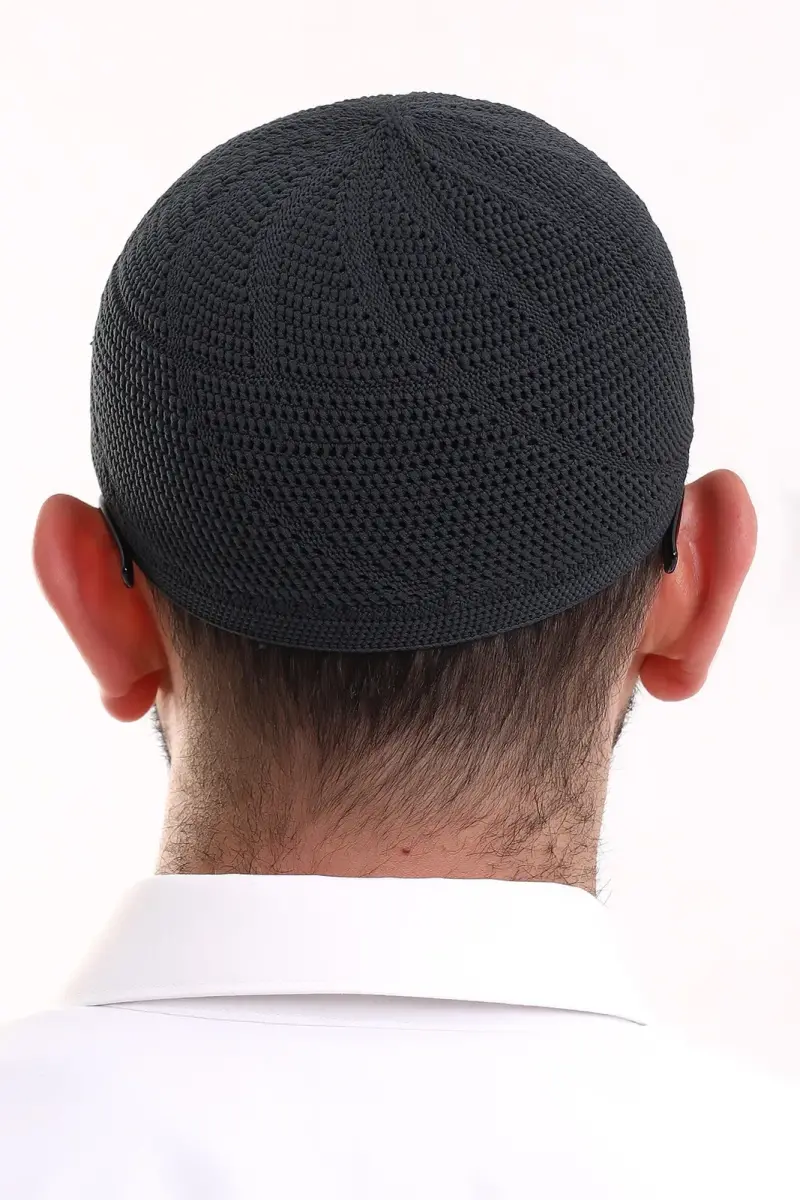 Lace Cotton Knitwear Machine Knitted Skullcap Black - 7