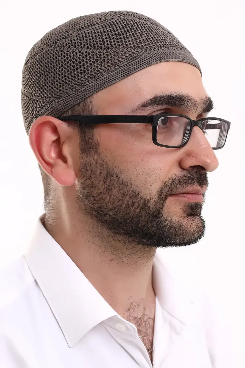 Lace Cotton Knitwear Machine Knitted Skullcap Outdoor Coffee - 2