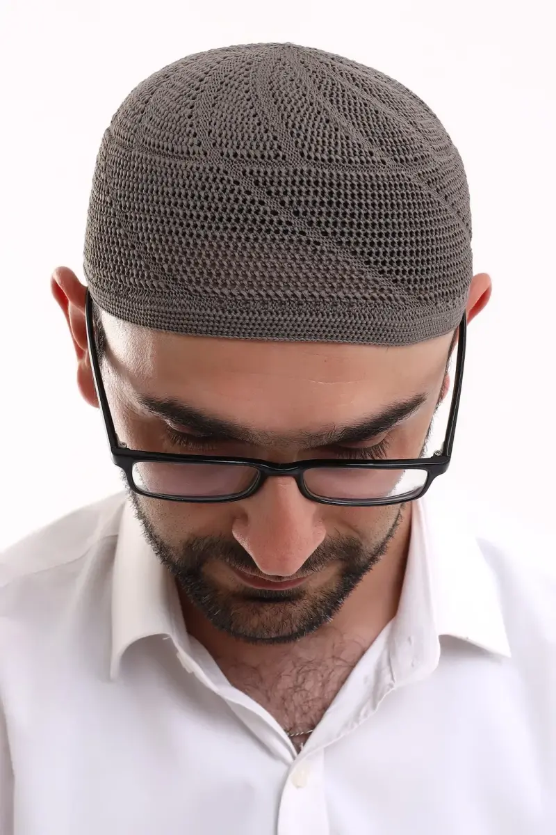 Lace Cotton Knitwear Machine Knitted Skullcap Outdoor Coffee - 6