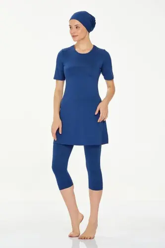 Lacivert Kadın Büyük Beden Yarı Kapalı Havuz Mayo 0572-25 - Maresiva (1)