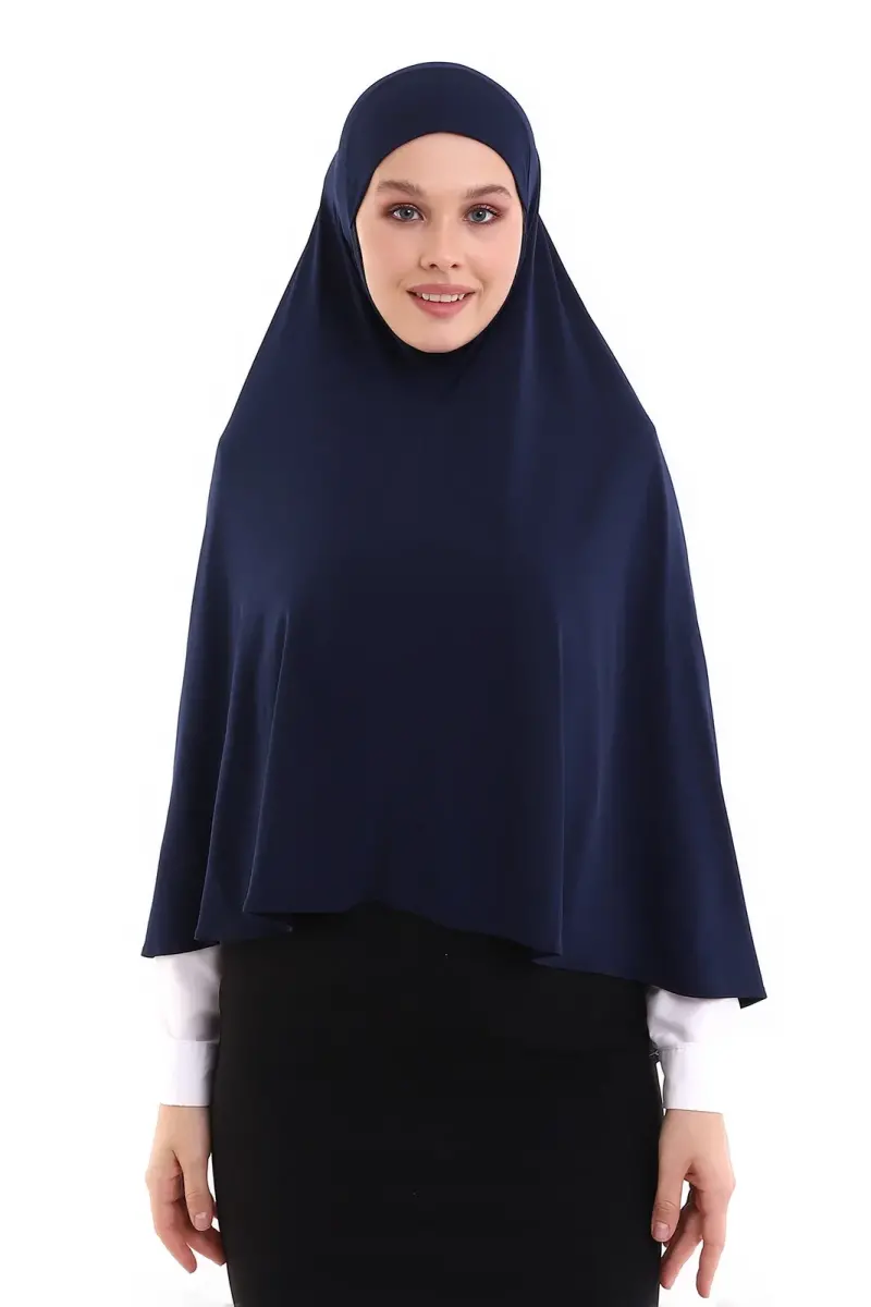 Lacivert Malezya Model Pratik Çarşaf Üstü KolsuzTesettür Sufle Eşarp - 3