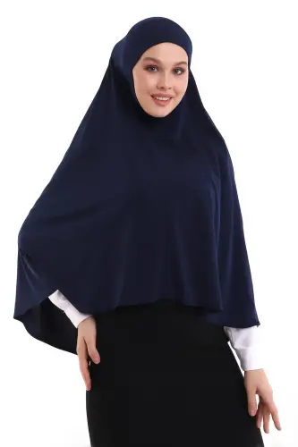 Lacivert Malezya Model Pratik Çarşaf Üstü KolsuzTesettür Sufle Eşarp - 4