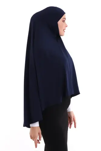 Lacivert Malezya Model Pratik Çarşaf Üstü KolsuzTesettür Sufle Eşarp - 5