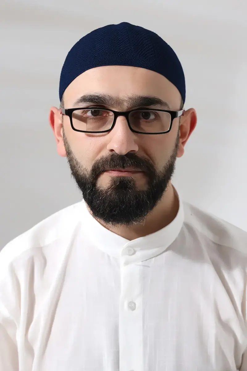 Lacivert Safir Dantel Detaylı Örme Namaz Takkesi - 2