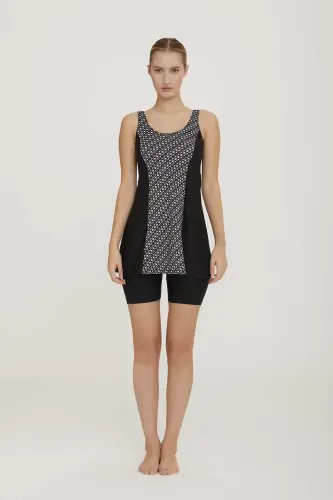 Lapieno 3602-24 Siyah Veera Yarı Kapalı Büyük Beden Havuz Mayo - 1