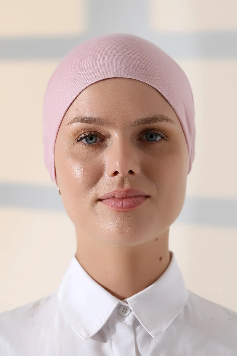 Lastikli Dikişsiz Kaymaz Silikonlu Bağlamalı Tesettür Bone Pembe - ihvanonline