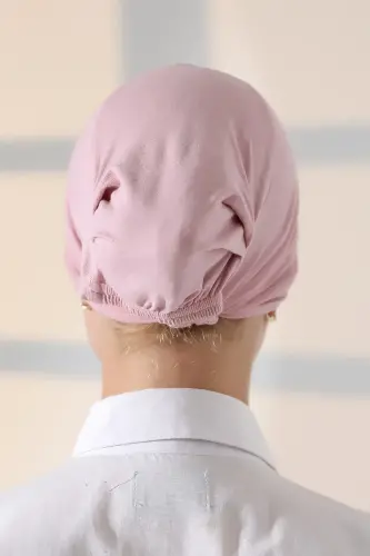 Lastikli Dikişsiz Kaymaz Silikonlu Tesettür Bone Pembe - 3