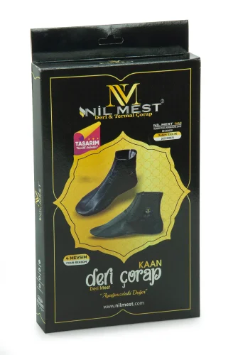 Lastikli Nefes Alabilen, Su Geçirmez Deri Mest Çorap Siyah - 4