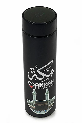Led Sıcaklık Göstergeli Vakumlu Termos Makkah Medina Desenli - Siyah - 5