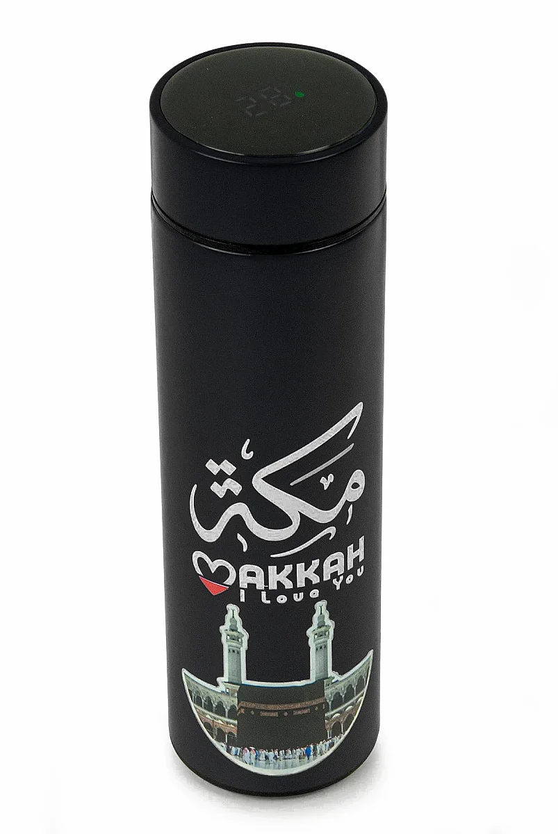 Led Sıcaklık Göstergeli Vakumlu Termos Makkah Medina Desenli - Siyah - 5