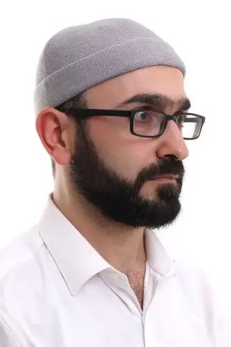 Light Gray Folded Plain Pattern Winter Orlon Skullcap Hat - ihvanonline (1)