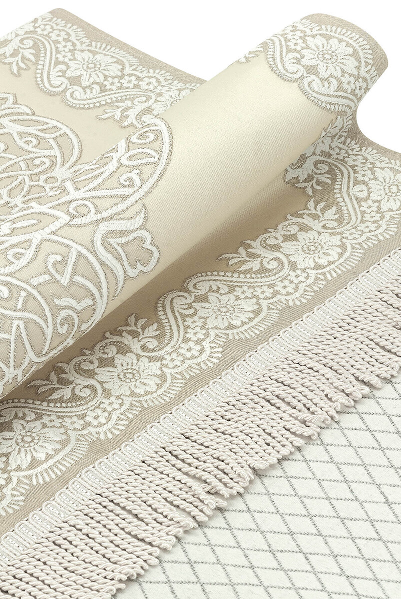 Lined Satin Jacquard Prayer Rug - Cream - 3