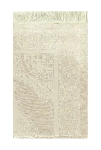 Lüks Açık Renk Osmanlı Şönil Seccade Tesbih Hediyeli Krem - 2