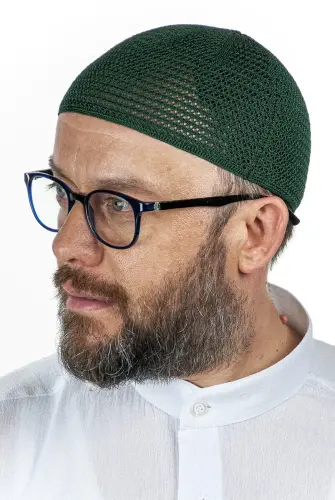 Lüks Çelik Örme Namaz Takkesi Yeşil 1 Adet 